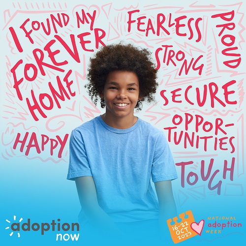 "I found my forever home" photo of adopted teenager