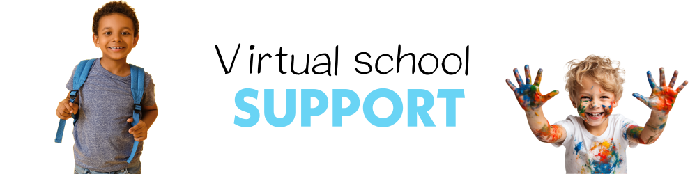Title graphic for A Child’s Guide to Adoption Support that shows two children with paint on their hands after playing with paint