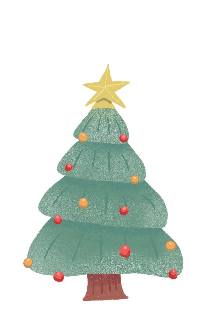 Christmas tree in a cute animation style