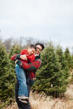 Single parent adopter father with son